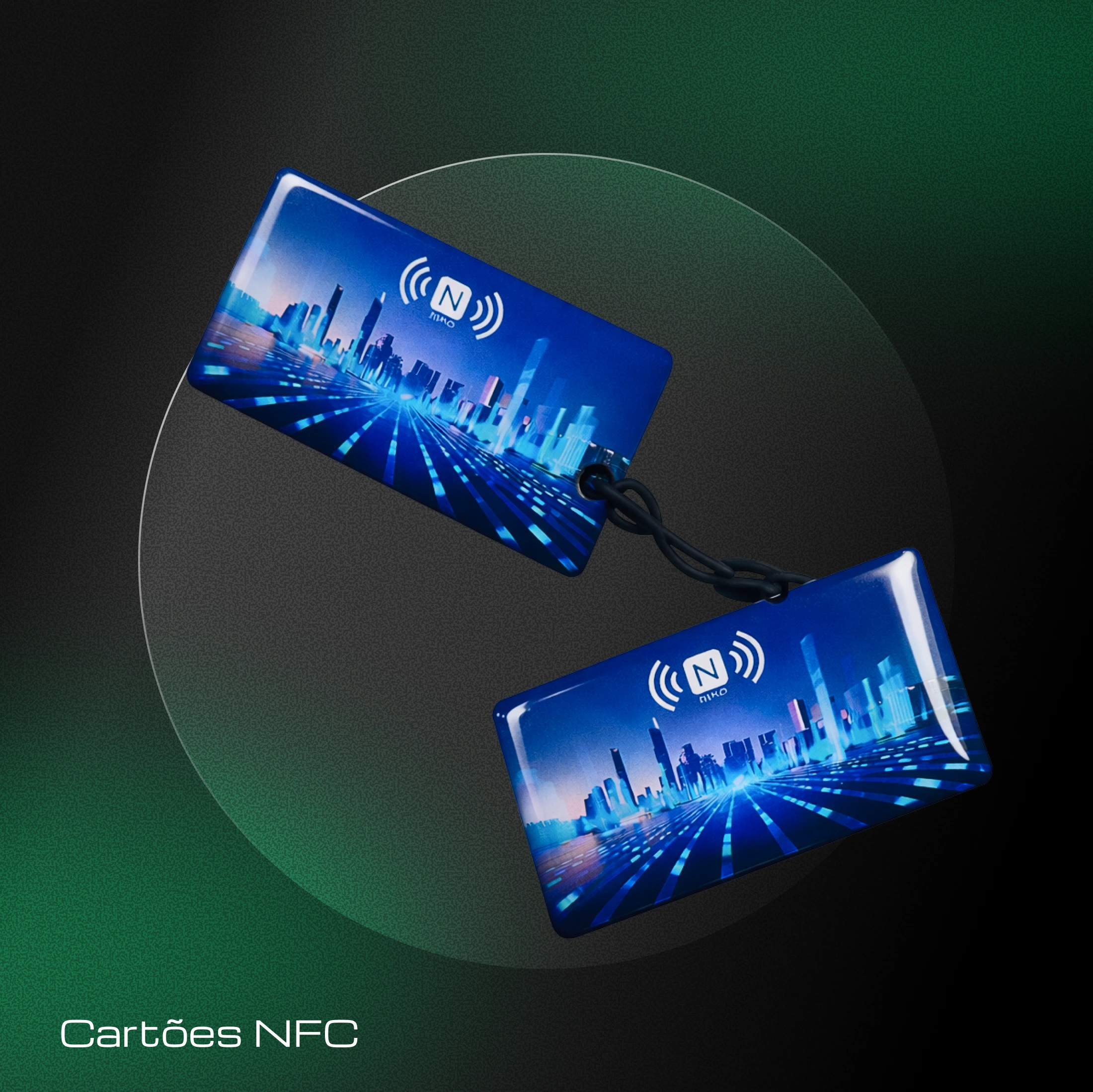 Dois cartões de ativamento NFC para scooter elétricas.